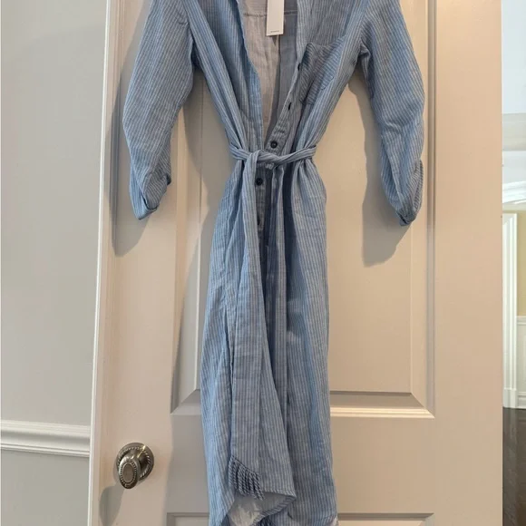 Heartloom Blue Long Sleeve Cuffed Collar Shirt Dress - Picture 2 of 5